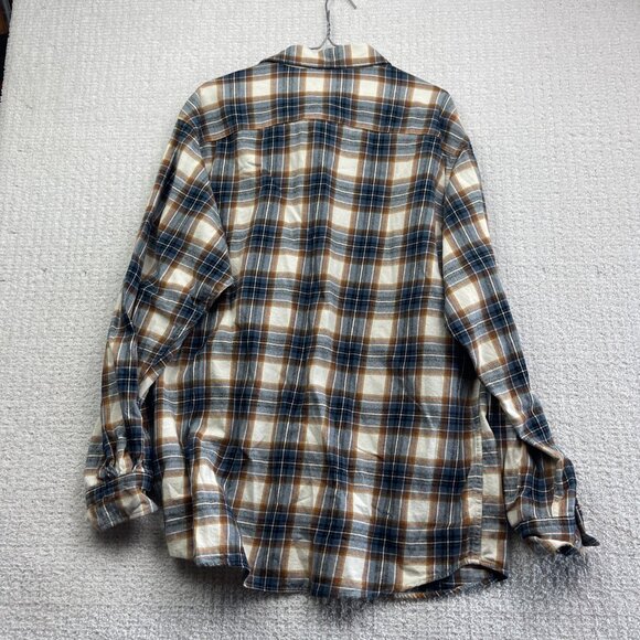 Red Head Brand Co Flannel Shirt Mens XL Plaid Blue / White Long Sleeve Button - Picture 11 of 14